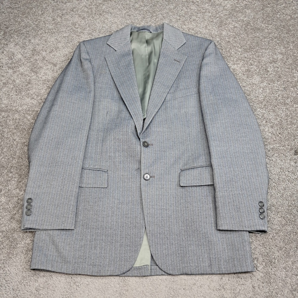 Vintage Sears Roebuck Executive Grey Herringbone Pinstripe Blazer 40R 8028